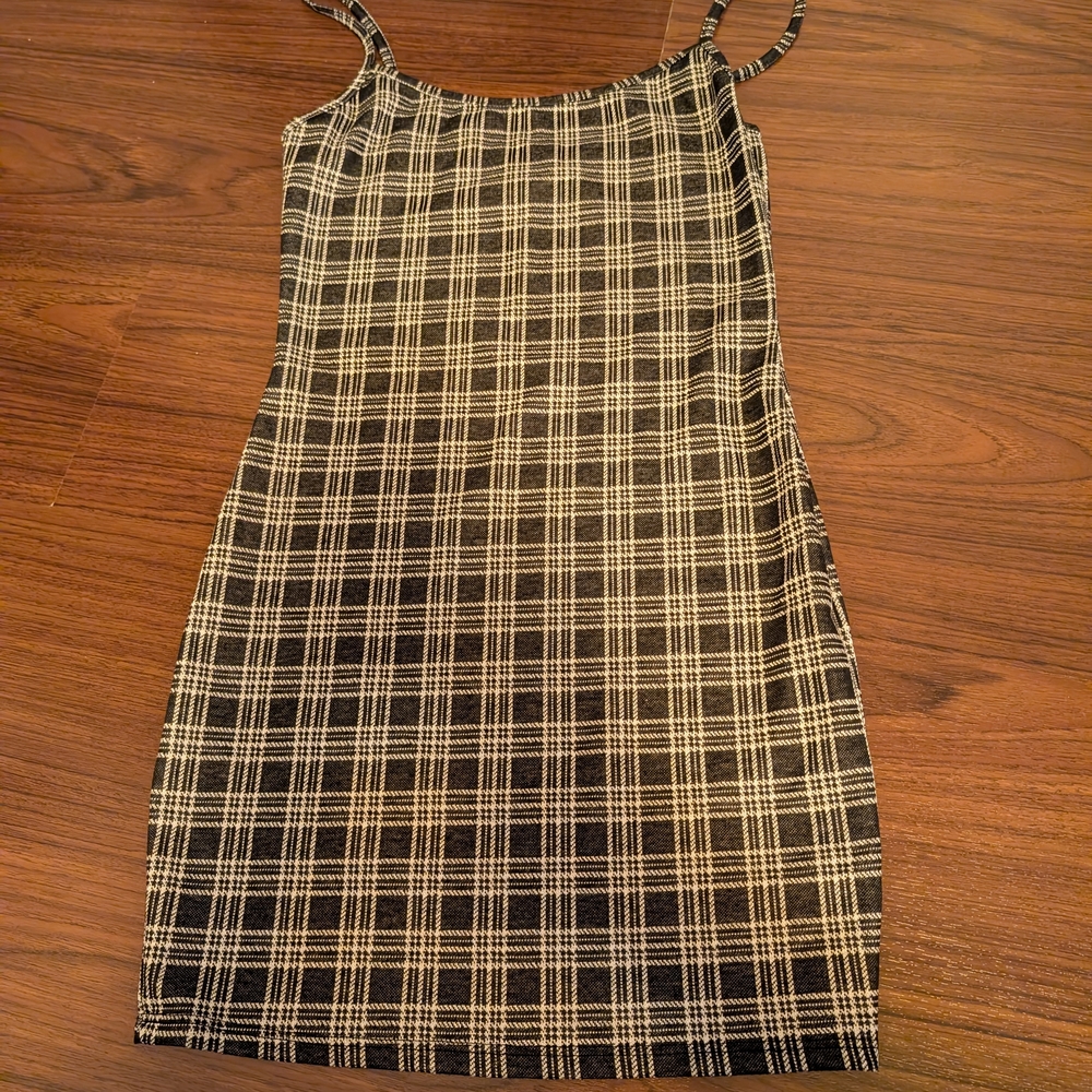 Chocolate Black and White Plaid Mini Dress